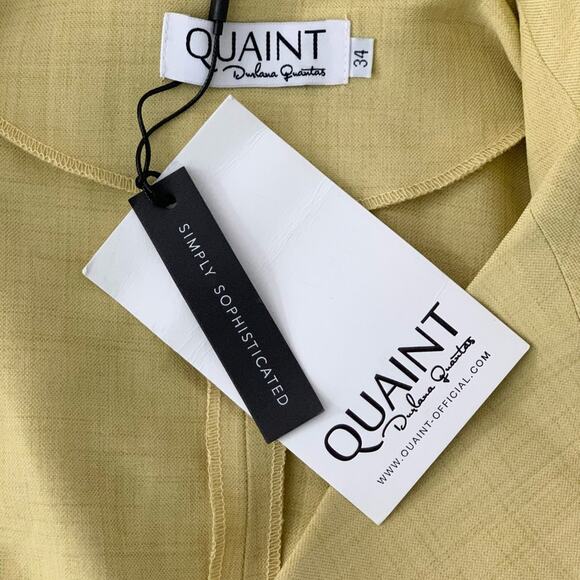 Quaint by Durlana Quantas Yellow Ginger Blazer Dress 34 XS NWT - Picture 3 of 9